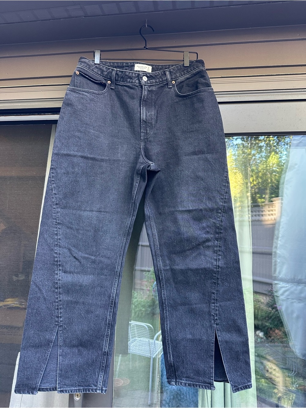 Black Split-Hem Jeans